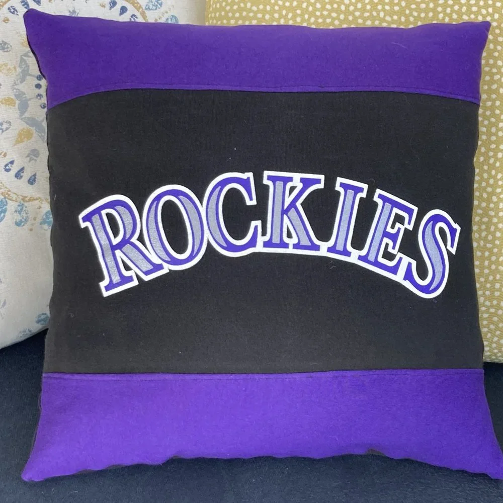 Colorado Rockies MLB baseball Handmade upcycled t shirt Throw pillow cover